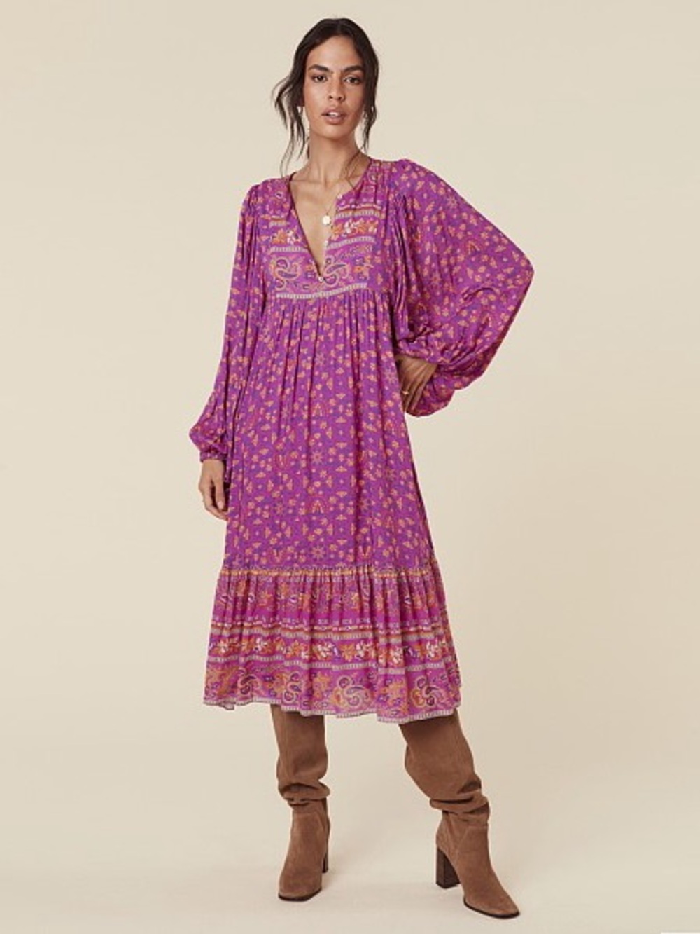 SPELL & the Gypsy Madame Peacock Boho Dress in Boysenberry Size XXS